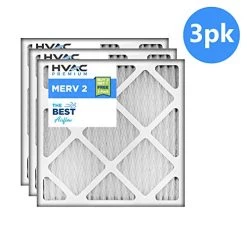 14 X 20 MERV 2 HVAC Filter, 3-Pack - High Efficiency Replacement Air Filters For Residential & Commercial Units - Pleated Cotton & Synthetic Media - Energy Saving Whole Home Air Conditioner Parts
