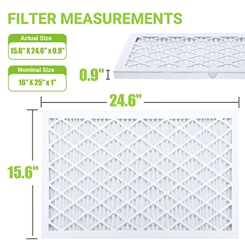 Housmile 16x25x1 Air Filter, 6 Pack, MERV 11, MPR 1000, ABS White Plastic Frame, Durable And Easy To Replace (exact Dimensions: 15.6x24.6x 0.9 Inch) 4 Housmile 16x25x1 Air Filter, 6 Pack, MERV 11, MPR 1000, ABS White Plastic Frame, Durable And Easy To Replace (exact Dimensions: 15.6x24.6x 0.9 Inch) - Image 2