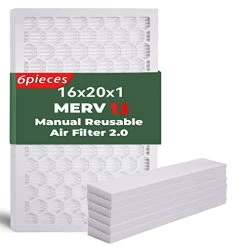 CERO 16x20x1 Manual Reusable Air Filter，MERV 12 Pleated Air Filter Replacement (Actual Size: 15.5"x19.5"x0.75")， 1 Frame + 6 Piece