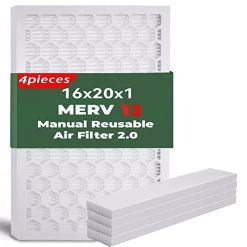 16x20x1 Manual Reusable Air Filter,MERV 12 Pleated Air Filter Replacement (Actual Size: 15.5"x19.5"x0.75"), 1 Frame + 4 Piece