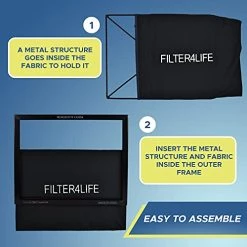 Premium Reusable Furnace Filters By Filter4Life [2-Refills]-Washable & Dryable Microfiber AC Furnace Air Filter For Dust, Smoke, Pollen Protection-Lasts Forever HVAC Filter Metal Frame(20" X 20" X 1") -Air Filter Sales 41hfgDdb0KL