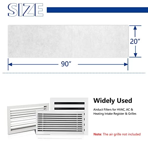 Wintcomfort Air Vent Filter Kit For Home With Installation Tape - 20" W X 90" H Electrostatic Media Airduct Filter For AC & Heating, Registers & Grilles, HVAC, More Than 36 Filters Per Pack 3 Wintcomfort Air Vent Filter Kit For Home With Installation Tape - 20" W X 90" H Electrostatic Media Airduct Filter For AC & Heating, Registers & Grilles, HVAC, More Than 36 Filters Per Pack