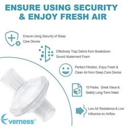 Universal Fit In&Line Filter For Dream Station - 10 Packs Filters For 22MM Tubing Machines, Purify Black Debris From PE-PUR Foam For Clean Air, Supplies By Everness