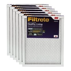 Filtrete 18x30x1 Air Filter, MPR 1500, MERV 12, Healthy Living Ultra-Allergen 3-Month Pleated 1-Inch Air Filters, 6 Filters