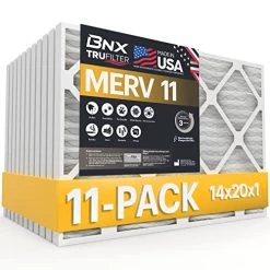 BNX 14x20x1 MERV 11 Air Filter 11 Pack - MADE IN USA - Electrostatic Pleated Air Conditioner HVAC AC Furnace Filters - Removes Dust, Mold, Pollen, Lint, Pet Dander, Smoke, Smog