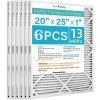 LotFancy 20x25x1 Air Filters, MERV 13 AC Furnace Filters, 6 Pack Pleated Air Conditioner HVAC Filters (Actual Size: 19.75 X 24.75 X 0.75 Inches)