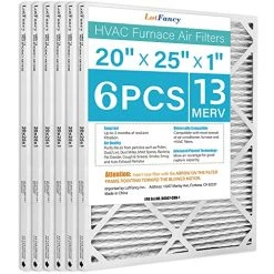 LotFancy 20x25x1 Air Filters, MERV 13 AC Furnace Filters, 6 Pack Pleated Air Conditioner HVAC Filters (Actual Size: 19.75 X 24.75 X 0.75 Inches)