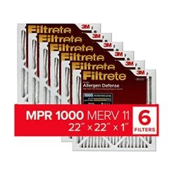 Filtrete 22x22x1 Air Filter MPR 1000 MERV 11, Allergen Defense, 6-Pack (exact Dimensions 21.69x21.69x0.81)
