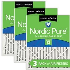 Nordic Pure 15x20x1 (14 1/2 X 19 1/2 X 3/4) Pleated Air Filters MERV 13 Plus Carbon 3 Pack