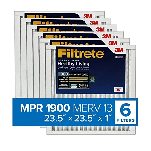 Filtrete 23.5x23.5x1 Air Filter, MPR 1900, MERV 13, Healthy Living Ultimate Allergen 3-Month Pleated 1-Inch Air Filters, 6 Filters 4 Filtrete 23.5x23.5x1 Air Filter, MPR 1900, MERV 13, Healthy Living Ultimate Allergen 3-Month Pleated 1-Inch Air Filters, 6 Filters - Image 2