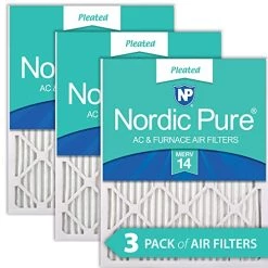 Nordic Pure 14x24x1 (13 3/4 X 23 3/4 X 3/4) Pleated MERV 14 Air Filters 3 Pack