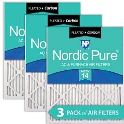 Nordic Pure 14x20x1 (13 1/2 X 19 1/2 X 3/4) Pleated Air Filters MERV 14 Plus Carbon 3 Pack