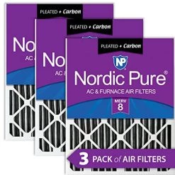 Nordic Pure 18x24x2 MERV 8 Pleated Plus Carbon AC Furnace Air Filters 3 Pack