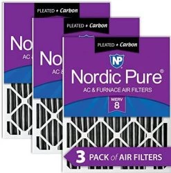 Nordic Pure 25x25x2 MERV 10 Pleated Plus Carbon AC Furnace Air Filters 3 Pack -Air Filter Sales 51K19MTGoNL. AC 3