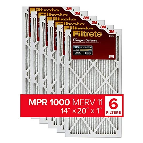 Filtrete 14x20x1 Air Filter MPR 1000 MERV 11, Allergen Defense, 6-Pack (exact Dimensions 13.81x19.81x0.81) 3 Filtrete 14x20x1 Air Filter MPR 1000 MERV 11, Allergen Defense, 6-Pack (exact Dimensions 13.81x19.81x0.81)
