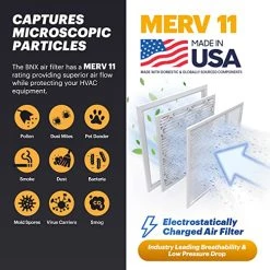 BNX 14x20x1 MERV 11 Air Filter 11 Pack - MADE IN USA - Electrostatic Pleated Air Conditioner HVAC AC Furnace Filters - Removes Dust, Mold, Pollen, Lint, Pet Dander, Smoke, Smog -Air Filter Sales 51PkQr8IVjL 3