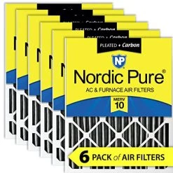 Nordic Pure 20x24x4 MERV 10 Pleated Plus Carbon AC Furnace Air Filters 6 Pack