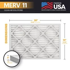 BNX 14x20x1 MERV 11 Air Filter 8 Pack - MADE IN USA - Electrostatic Pleated Air Conditioner HVAC AC Furnace Filters - Removes Dust, Mold, Pollen, Lint, Pet Dander, Smoke, Smog