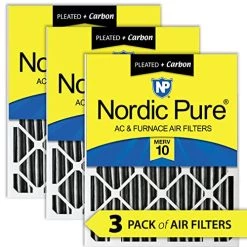 Nordic Pure 20x35x2 MERV 10 Pleated Plus Carbon AC Furnace Air Filters 3 Pack
