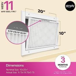 Simply By MervFilters 10x20x1 Air Filters, Merv 11, MPR 1000, AC Furnace Air Filter 6 Pack -Air Filter Sales 51cnBwnGWYL