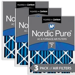 Nordic Pure 24x30x2 MERV 7 Pleated Plus Carbon AC Furnace Air Filters 3 Pack