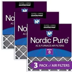 Nordic Pure 30x36x2 MERV 8 P + Carbon AC Furnace Air Filters, 3 Count