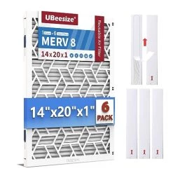 UBeesize Reusable 14x20x1 Air Filter,Upgrade AC/HVAC/Furnace Filter,MERV 8,MPR 700,Easy To Close/Open,1xReusable ABS Frame+6xReplaceable Filter(Actual Size: 13.78"x19.69"x0.95")