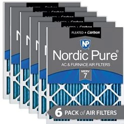 Nordic Pure 24x24x1 MERV 7 Pleated Plus Carbon AC Furnace Air Filters 6 Pack
