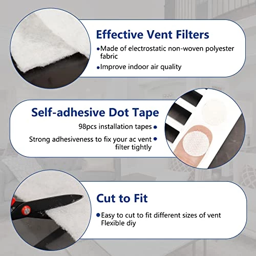 Wintcomfort Air Vent Filter Kit For Home With Installation Tape - 20" W X 90" H Electrostatic Media Airduct Filter For AC & Heating, Registers & Grilles, HVAC, More Than 36 Filters Per Pack 4 Wintcomfort Air Vent Filter Kit For Home With Installation Tape - 20" W X 90" H Electrostatic Media Airduct Filter For AC & Heating, Registers & Grilles, HVAC, More Than 36 Filters Per Pack - Image 2