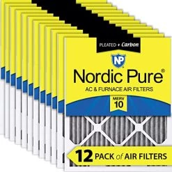 Nordic Pure 10x20x1 MERV 10 Pleated Plus Carbon AC Furnace Air Filters 12 Pack