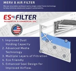 ESfilter 14x14x1 Air Filter MERV 8 Dust Defense, Pleated HVAC AC Furnace Air Filters Replacement (Actual Size: 13.50 X 13.50 X 0.75 Inches) -Air Filter Sales 51zjmK9bn5L